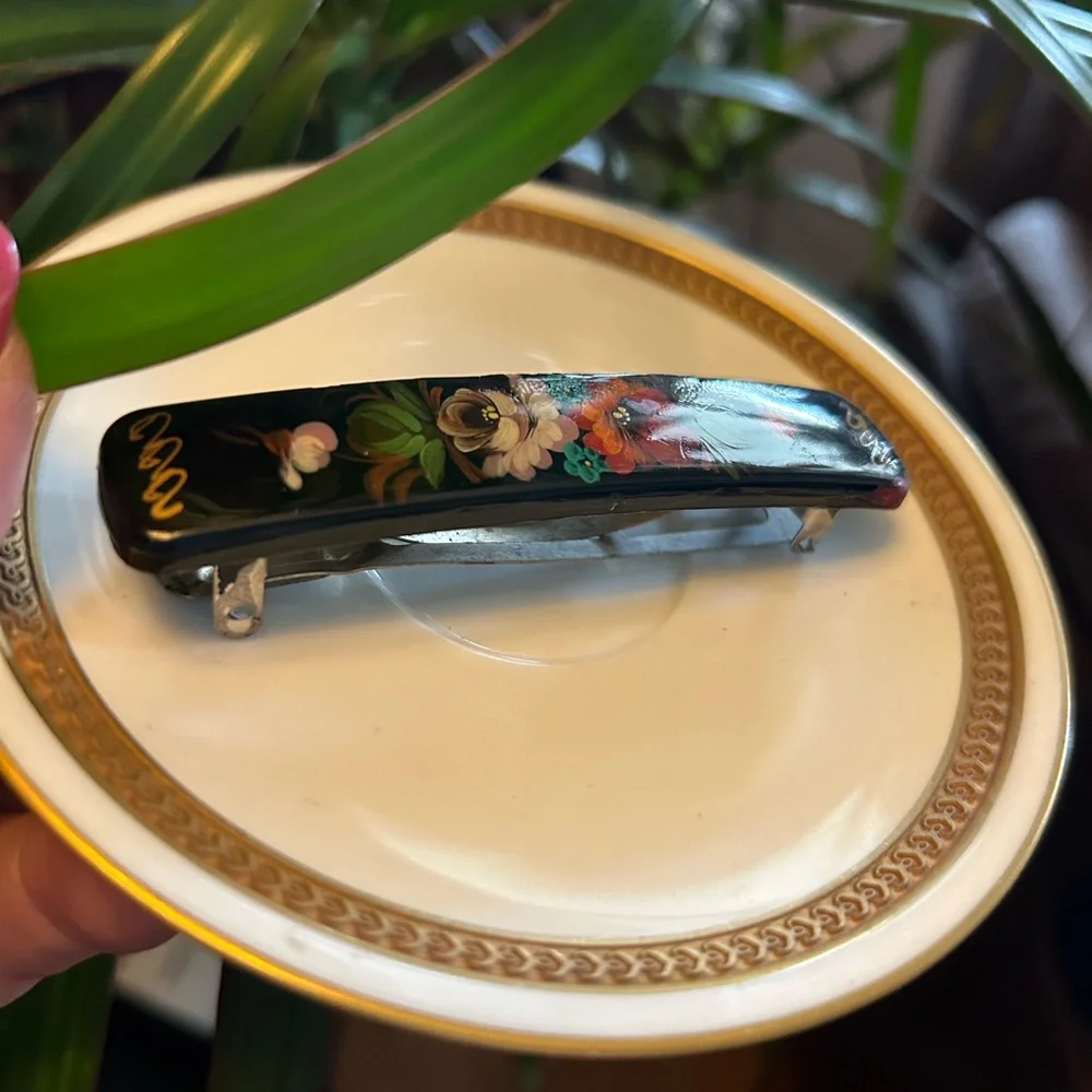 Vintage Russian Hand-Painted Barrette